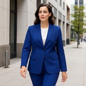 NEW SuitShop Women's Size 14 Short Brilliant Blue Blazer Modern Tailored Office